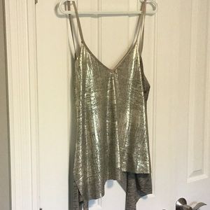 Zara Shimmer Silver Tie back Top Size L